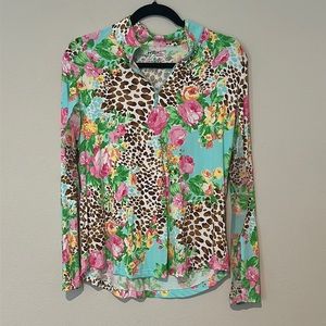 Gottex Lifestyle Sz L Multi Color Tennis Quarter Zip